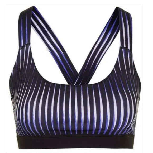 NEW ~ IVY PARK Beyoncé Active Wear  Black & Blue Striped Sports Bra size Medium - Picture 9 of 11